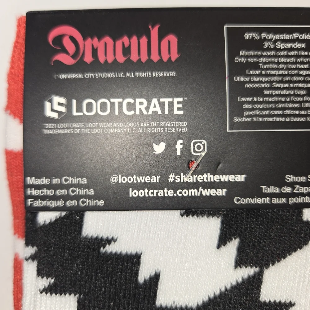 Lootwear Exclusive Men's 6-12 Dracula Crew Socks NEW